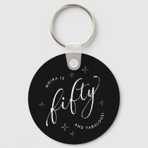 Vijftig en Fabulous Modern Zwart 50ste verjaardag Sleutelhanger