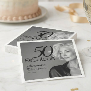 Vijftig en Fabulous Naam Datum 50e Foto Feest Servet