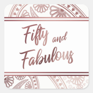 Vijftig en Fabulous Nep Rose Goud & Witte Paisley Vierkante Sticker