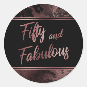 Vijftig en Fabulous Nep Roze Gouden Marmerpatroon Ronde Sticker