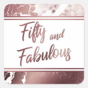 Vijftig en Fabulous Nep Roze Gouden Marmerpatroon Vierkante Sticker