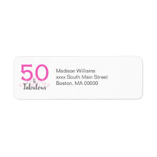 Vijftig en Fabulous Pink Birthday Etiket
