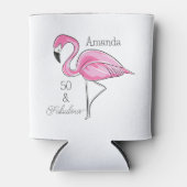 Vijftig en Fabulous Pink Flamingo Custom Blikjeskoeler (Voorkant)
