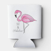 Vijftig en Fabulous Pink Flamingo Custom Blikjeskoeler (Achterkant)