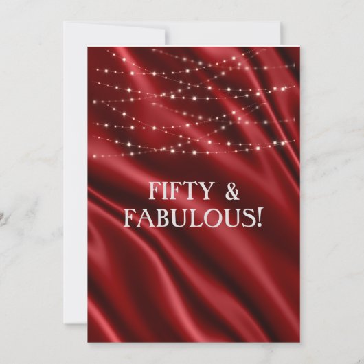 Vijftig en Fabulous Red and Black Party Kaart (Achterkant)