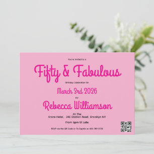 Vijftig en Fabulous Roze 50ste Verjaardag  Kaart