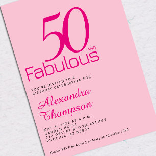Vijftig en Fabulous Roze 50ste Verjaardagsfeestje Kaart
