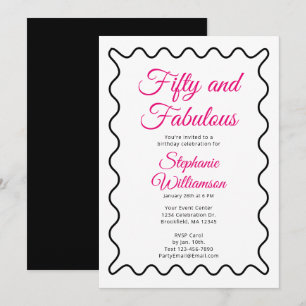 Vijftig en Fabulous Roze en Zwarte Script Kaart