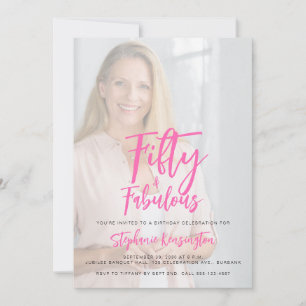 Vijftig en Fabulous Roze Foto 50ste Verjaardagsfee Kaart