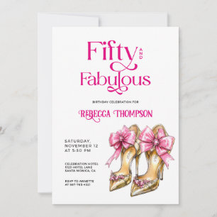 Vijftig en Fabulous Roze Gouden Hoge Hakken 50e Ve Kaart
