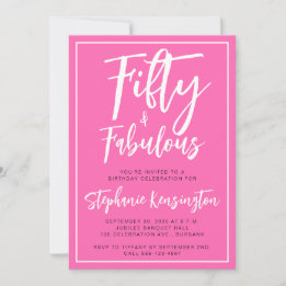 Vijftig en Fabulous Roze Script 50ste Verjaardagsf Kaart