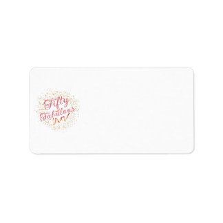 Vijftig en Fabulous roze typografie, goudsparkle Etiket