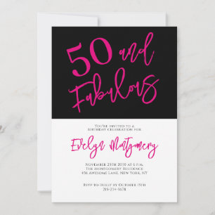 Vijftig en Fabulous Roze Zwart 50ste Verjaardagsfe Kaart
