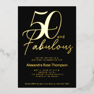 Vijftig en Fabulous Script 50e verjaardagsfeestje Folie Uitnodiging