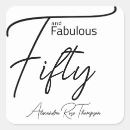 Vijftig en Fabulous Script 50e verjaardagsfeestje Vierkante Sticker