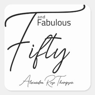 Vijftig en Fabulous Script 50e verjaardagsfeestje Vierkante Sticker