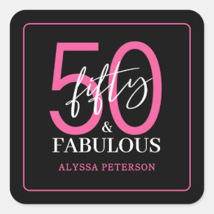 Vijftig en Fabulous Script 50ste verjaardag Vierkante Sticker