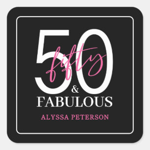 Vijftig en Fabulous Script 50ste verjaardag Vierkante Sticker