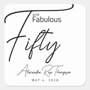 Vijftig en Fabulous Script 50ste verjaardagsfeestj Vierkante Sticker
