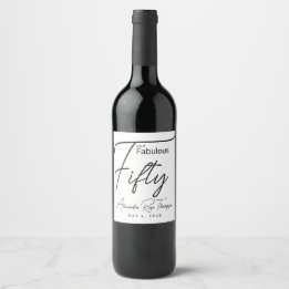 Vijftig en Fabulous Script 50ste verjaardagsfeestj Wijn Etiket
