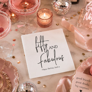 Vijftig en Fabulous Script 50ste verjaartagsfeestj Servet