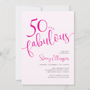 Vijftig en Fabulous Script Roze 50ste Verjaardagsf Kaart