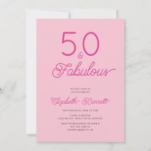Vijftig en Fabulous Script Roze 50ste Verjaardagsf Kaart