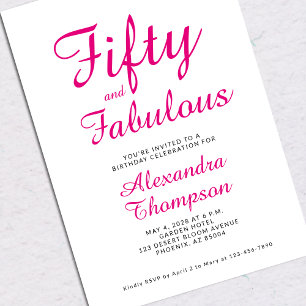 Vijftig en Fabulous Script Roze 50ste Verjaardagsf Kaart