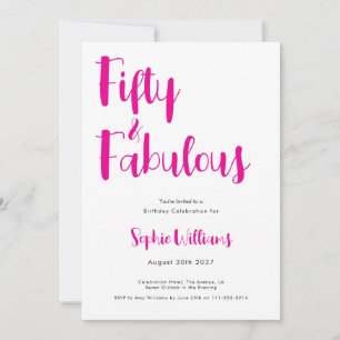 Vijftig en Fabulous Script Roze 50ste Verjaardagsf Kaart