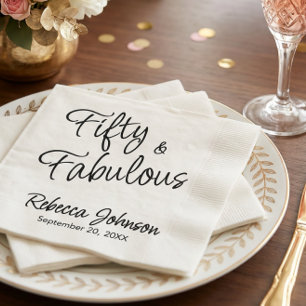 Vijftig en Fabulous Script Zwart 50ste Verjaardag Servet