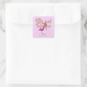 Vijftig en Fabulous Sparkly Hot Roze Schoen GirlyT Vierkante Sticker (Tas)