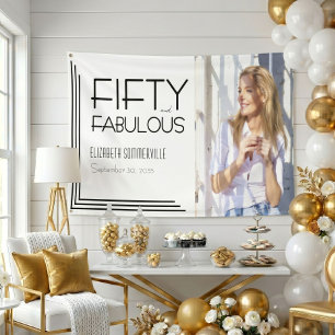 Vijftig en Fabulous Vet Foto 50ste Verjaardagsfees Spandoek
