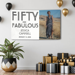 Vijftig en Fabulous Vet Foto 50ste Verjaardagsfees Spandoek