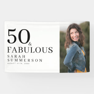 Vijftig en Fabulous Vet Foto 50ste Verjaardagsfees Spandoek