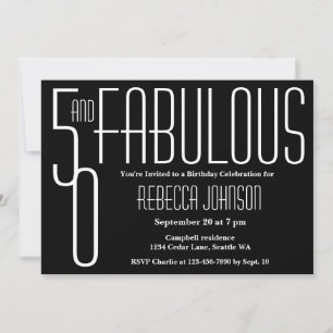 Vijftig en Fabulous Zwart en Wit 50ste Verjaardag Kaart