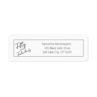 Vijftig en Fabulous Zwart Wit 50ste Verjaardag Etiket