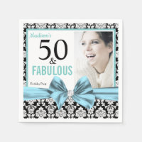 Vijftig en Fabulous zwart wit damast Verjaardag