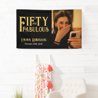 Vijftig en Fantastisch Foto 50e Verjaardagsfeest Spandoek
