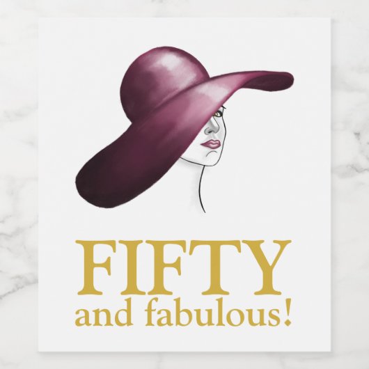 Vijftig en fantastische elegante vrouw wijn etiket (Enkel label)