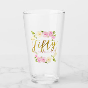 Vijftig en fantastische roze gouden typografie glas