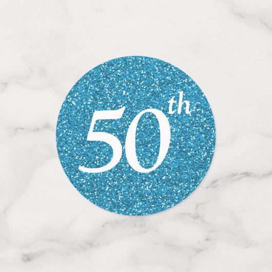 Vijftig en fantastische witte blauwe glitter tafel confetti (Kleine voorkant)