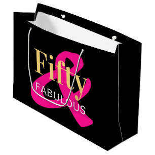 Vijftig en fantastische zwart goud roze verjaardag groot cadeauzakje