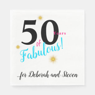 Vijftig en verbluffend, helder blauw met gouden st servet