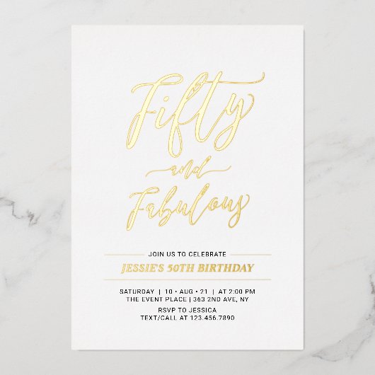 Vijftig en verbluffend | Moderne goudprijs 50e ver Folie Uitnodiging (Voorkant)