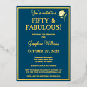 Vijftig en verbluffend oranje goud folie uitnodiging (Voorkant)