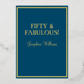 Vijftig en verbluffend oranje goud folie uitnodiging (Achterkant)