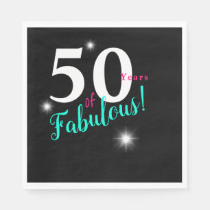 Vijftig en verbluffend, wit, blauwgroen, roze met  servet