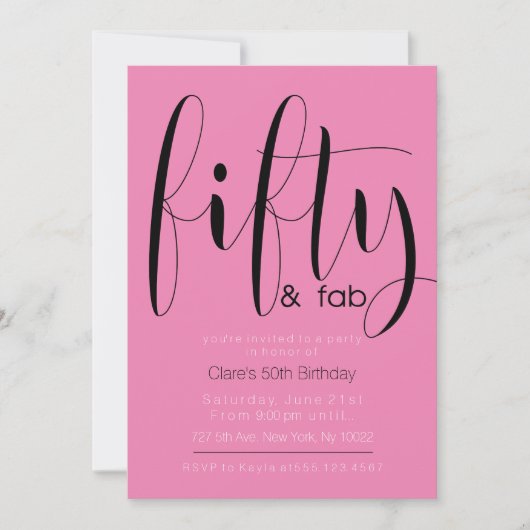 Vijftig en vijftig Fab, 50e verjaardag Uitnodiging (Voorkant)