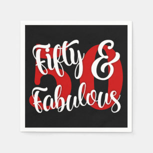 Vijftig & Fabelachtige Witte en Rode Typografie Servetten