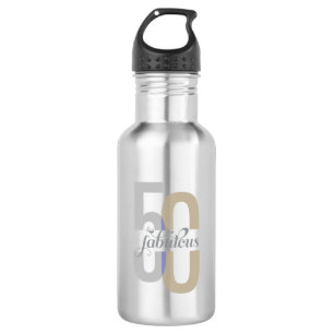 Vijftig & Fabulous 50ste verjaardag Modern Elegant Waterfles